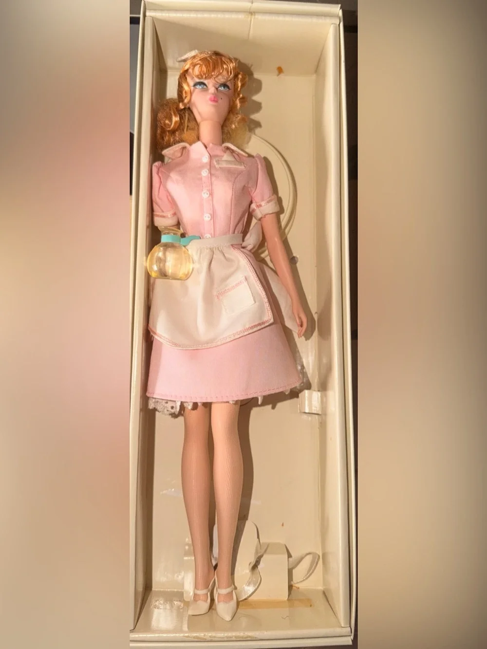 Pink Doll Apron Dress with White Apron -